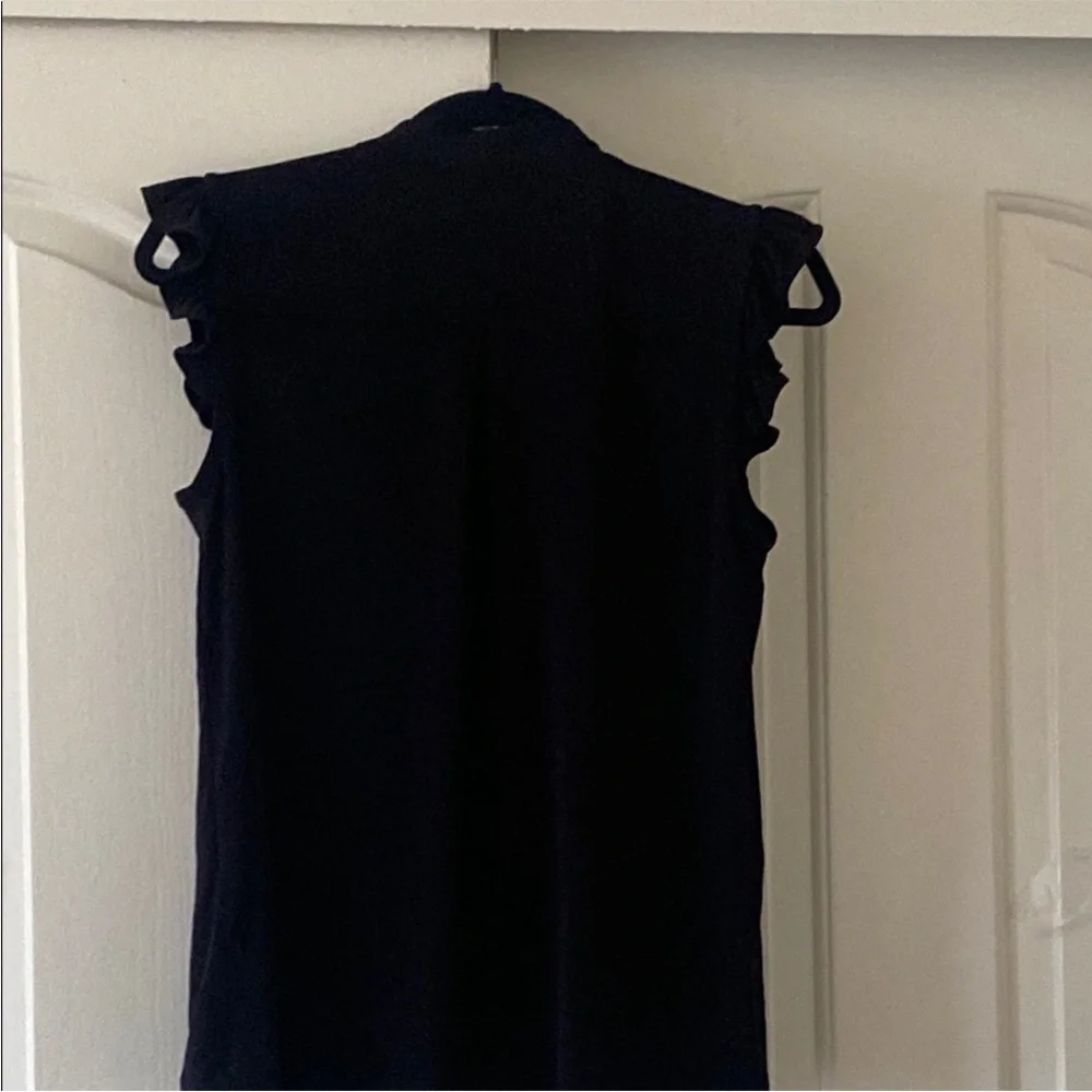 Calvin Klein Black Ruffled Tie Front Blouse. Blouse S - Picture 3 of 9